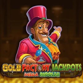 Gold Factory Jackpots Mega Moolah casino game by Aurum Signature Studios – featured logo at Honeybetz Casino